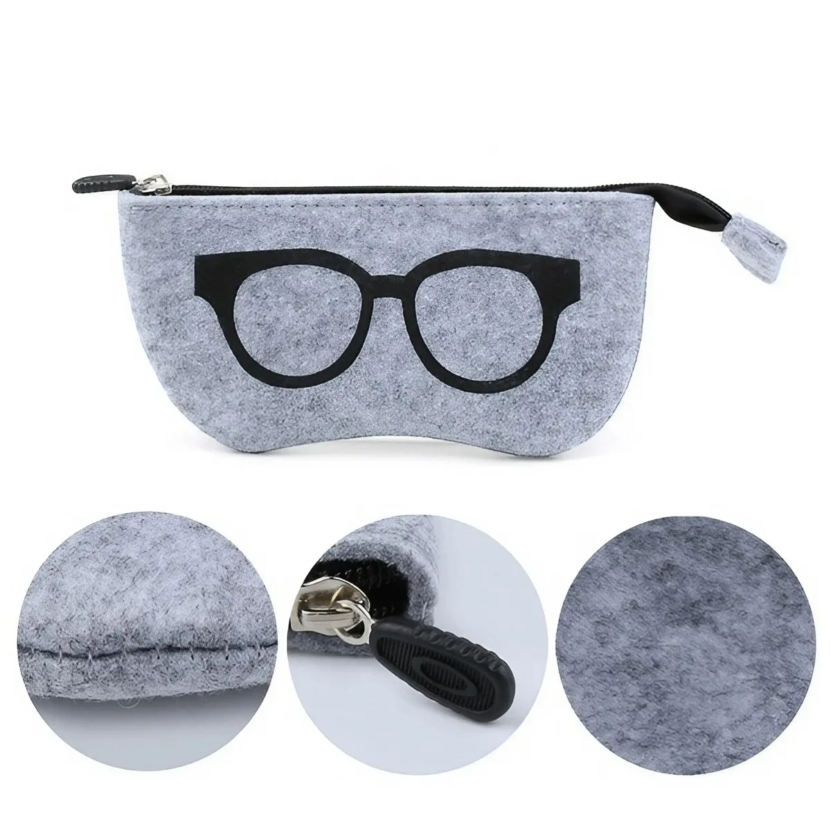 Portable Wool Felt Bag Trendy Cosmetic Bag Eyeglasses Cases Zipper Eyewear Accessories Glasses Bag 1PC