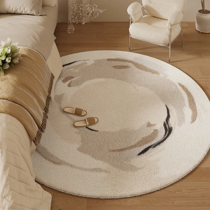 AI KUO Round carpet for bedroom and living room2025New high-end dressing room floor mat in cream style for study room sofa and c