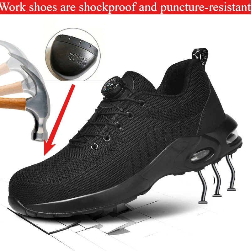 

Защитная обувь со стальным носком, мужская рабочая обувь с защитой от проколов, мужская дышащая промышленная обувь, неразрушимые рабочие защитные ботинки