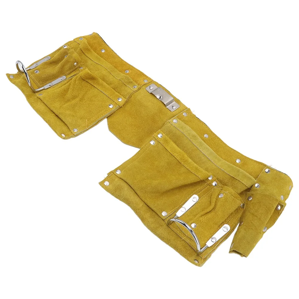 

Leather Leather Tool Belt Multiple Pockets Portable Woodworking Tool Belt Sturdy with Quick Release Buckle Carpenter Tool Belt
