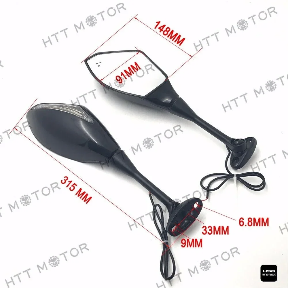 

LED Turn Signal Mirrors for 2003-2012 Honda CBR 600RR 2004-2007 CBR1000RR Gloss Black Motorcycle Parts