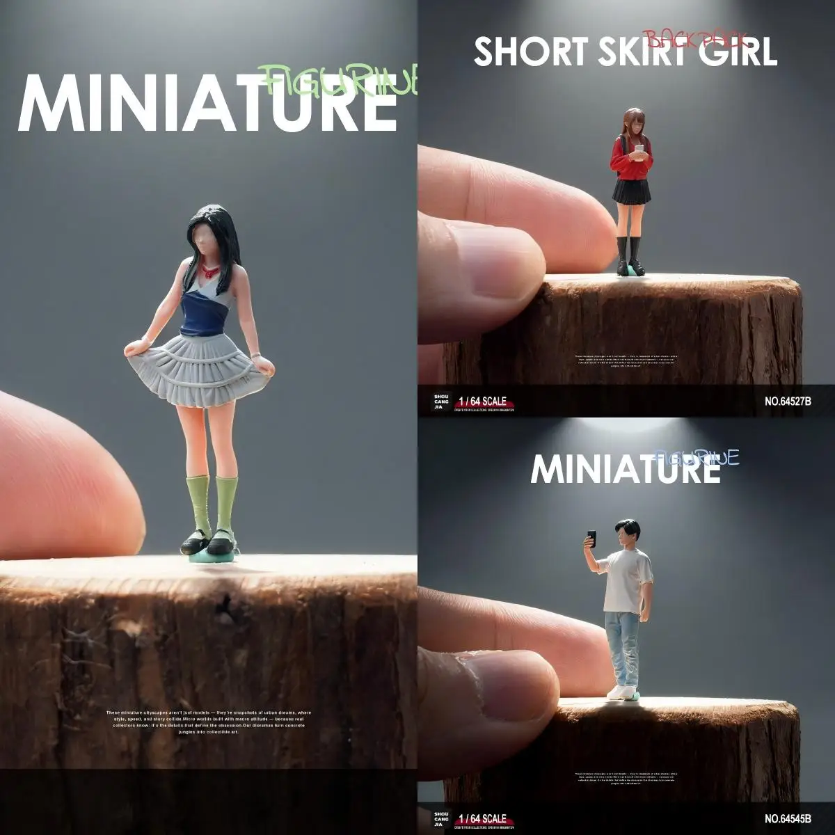 Diorama 1/64, Figuras en Miniatura, Chica Linda con Falda Corta, Minifiguras de Resina, Modelo DIY, Figura para Escena de Garaje, Juguetes Coleccionables