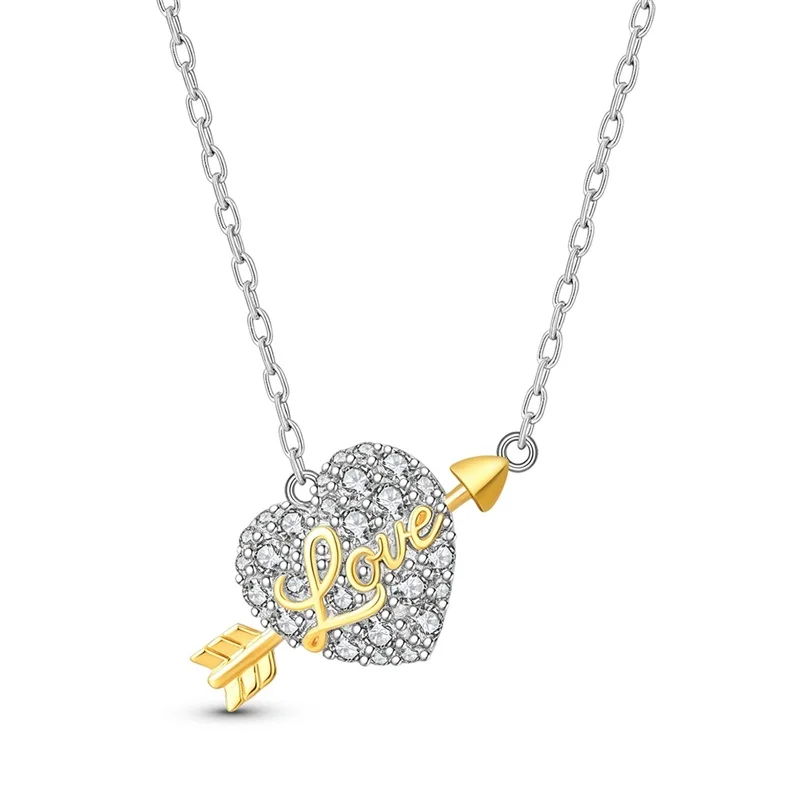 

2026 New 925 Sterling Silver Love Bow And Arrow Shining Zircon Necklace For Women Birthday Anniversary Jewelry Gifts
