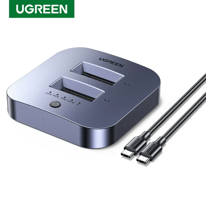 UGREEN Estación de Acoplamiento M.2 NVMe de 2 Bahías y 20 Gbps con Clonación Offline, Soporte Dual para SSD, Compatible con Sistemas Windows y Linux para iPad Pro, Macbook y Laptop