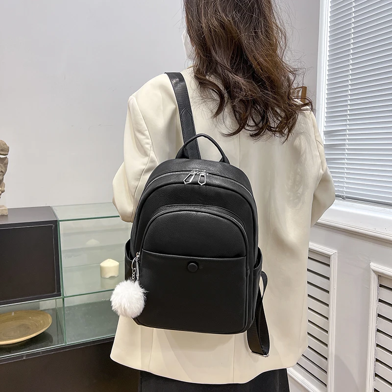 Mochila De cuero suave para mujer, bolso de hombro para adolescentes, escolar, 2022