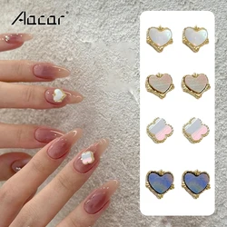 5Pcs Love Heart Four Leaf Clover Nail Art Jewelry With Sparkling Diamonds 3D Metal Nail Charms Manicure Decoration Accessories