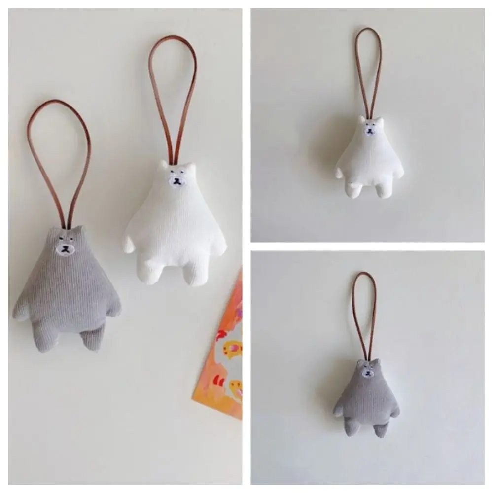 Soft Plush White Bear Doll Keychain Lovely INS Cartoon Doll Keyring Multifunctional Anti Loss Bear Name Plate Hanger