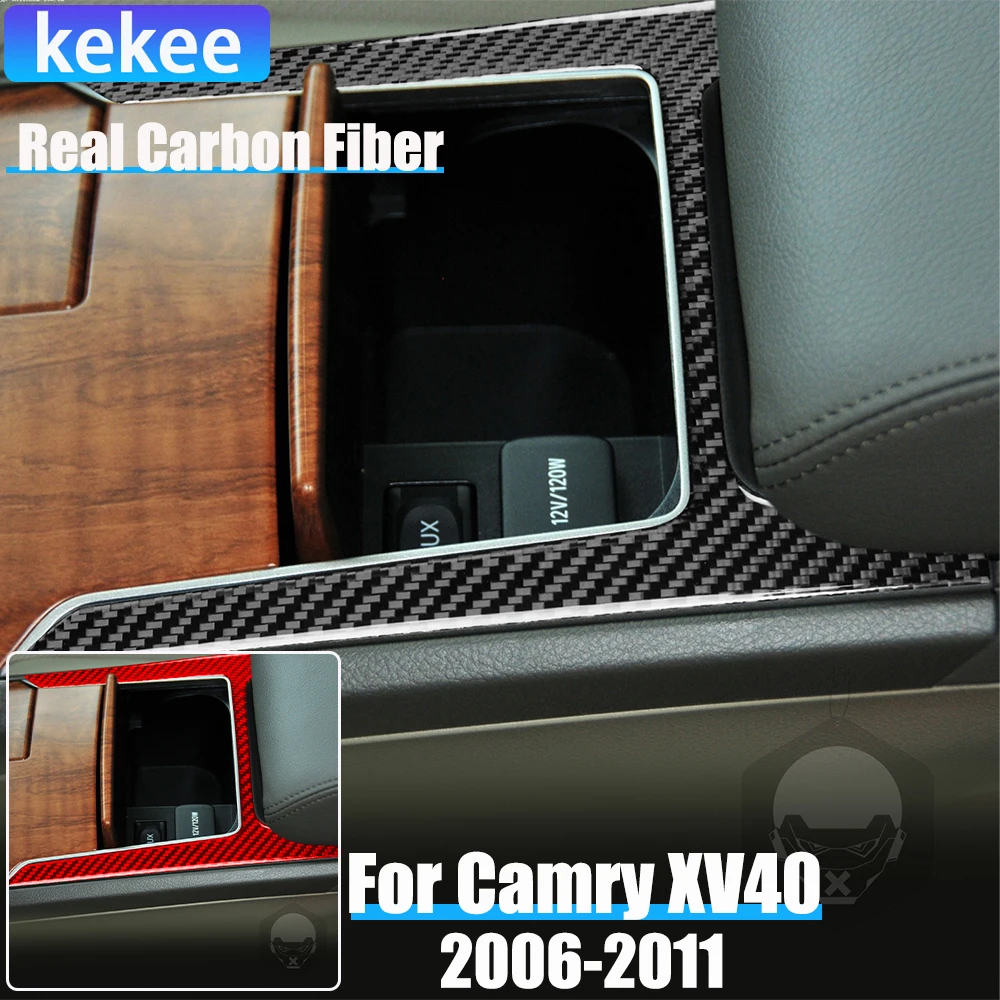 

Real Carbon Fiber Car Accessories Cup Holder Frame Cover Soft Sticker For Toyota Camry 6th Gen XV40 06 2007 2008 2009 2010 2011