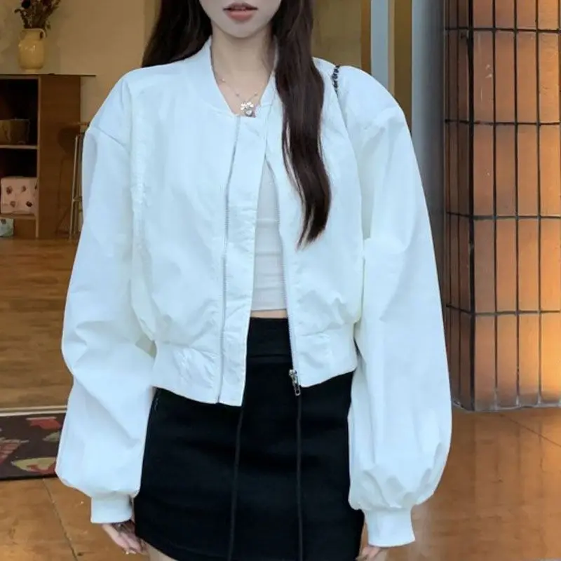 

Woman Denim Jackets Lace Shearling Abrigo Overcoats High-Street Solid-Color Veste Goth Larger Raglan Patch Zip-Up Decorated