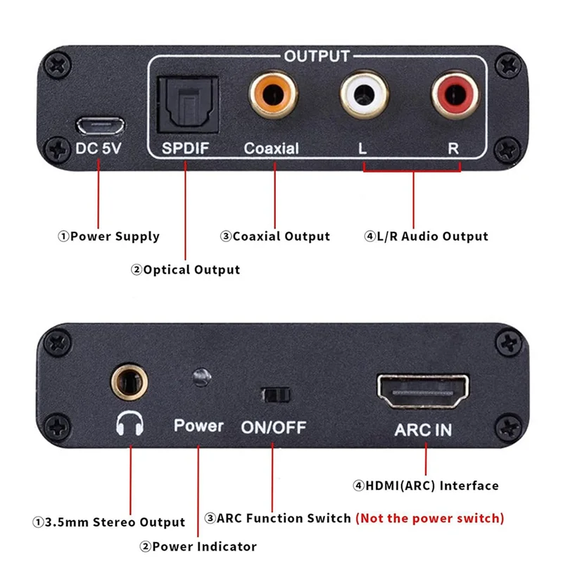 Аудиоконвертер AA60-ARC, 192 кГц/ARC в оптический/коаксиальный/RCA/3,5 мм разъем для телевизора/проектора/динамика/саундбар/усилителя