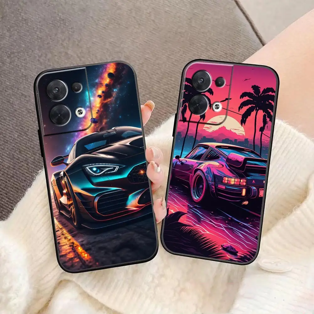 Phone Case For OPPO FIND X5 X3 X2 RENO 10 8 7 7Z 6 5 4 Lite Pro Plus 4G 5G Case Funda Coque Shell Capa Cover New Sports Car View