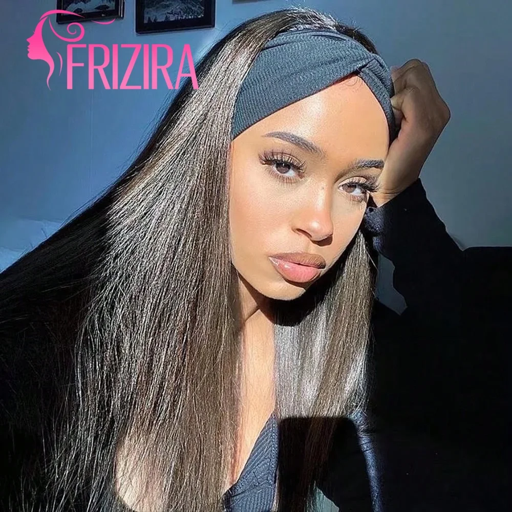 

30 Inch Straight Headband Wig Human Hair Without Glueless Wear and Go Full Machine Made Wig Natural Color Brazilian Hair Wig