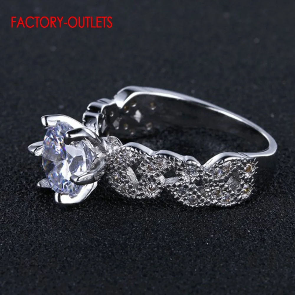 Genuine 925 Sterling Silver Rings For Women AAA Zircon Luxury Sparkling Female Crystal Rings For Anniversary Wedding Party
