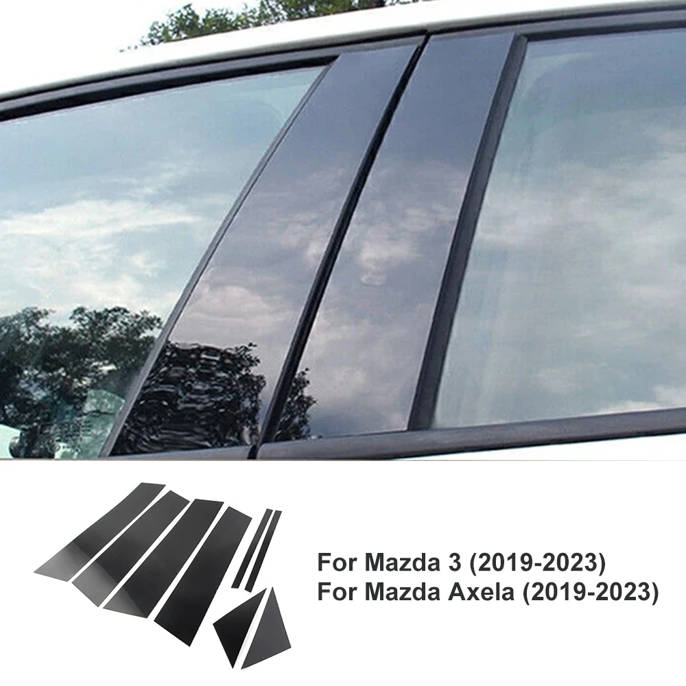 For Mazda 3 6 Atenza Axela CX5 CX30 Car Window Door Column B C Pillar Post Trim Cover Glossy Black PC Stickers Accessories