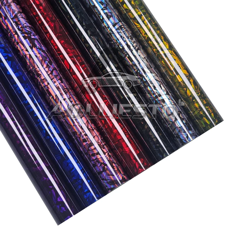 

High Gloss Forged Rainbow Carbon Fiber Black Red Purple Self-adhesive Film Motorcycle Stickers Auto Vinyls Shiny Black Wrap Car