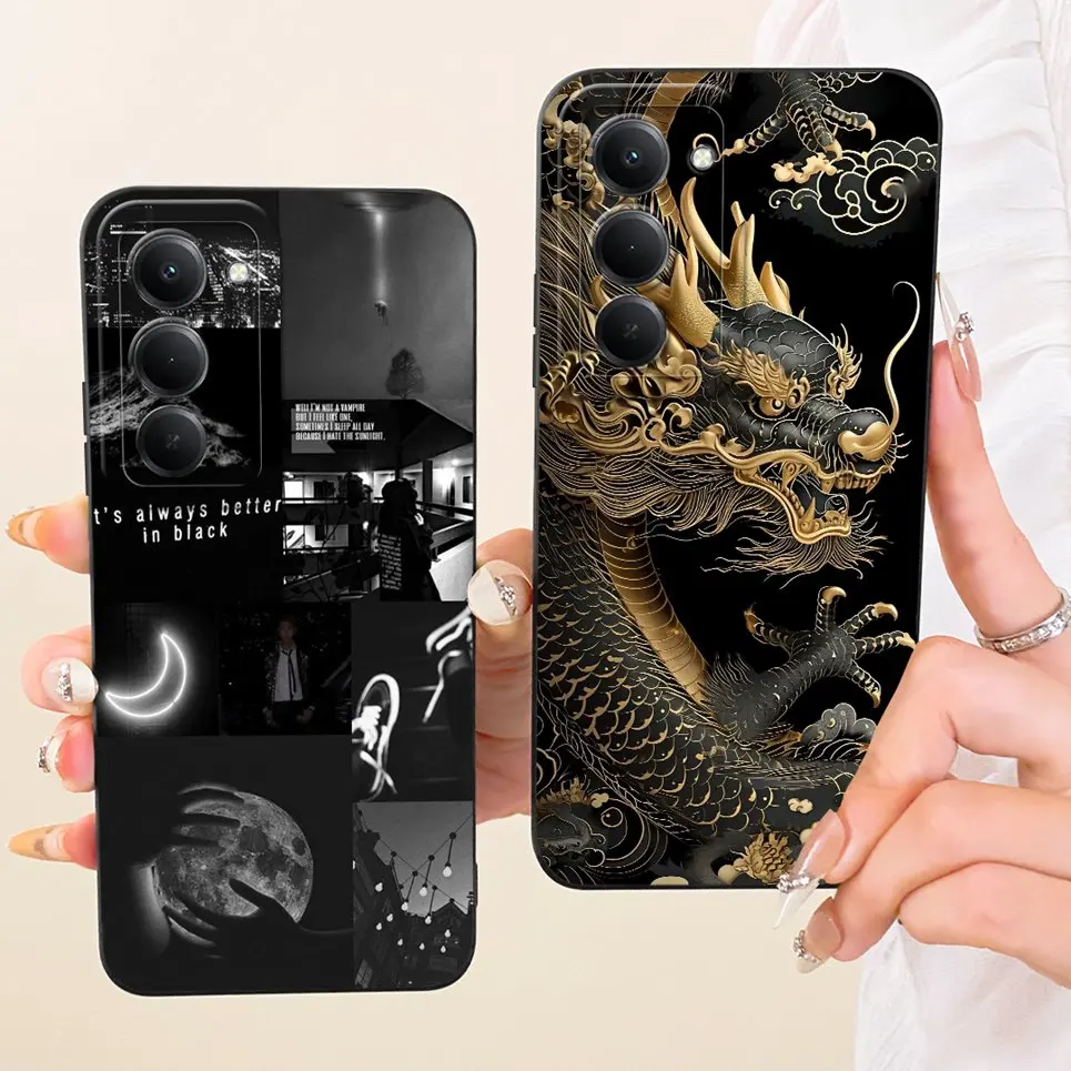 غلاف لهاتف Xiaomi Redmi 15 4G Redmi15 1 5 جراب هاتف التنين الشمس القمر ليلة الجمالية الغطاء الخلفي لينة السائل سيليكون الوفير