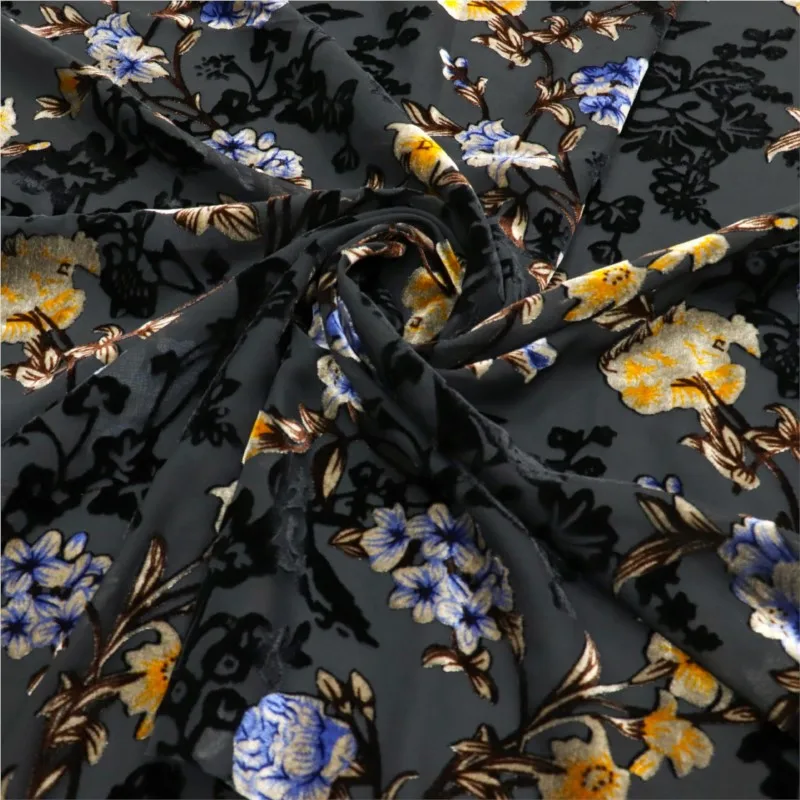 Woven velvet brocade viscose printed mottled and burned fabric nightgown dress cheongsam