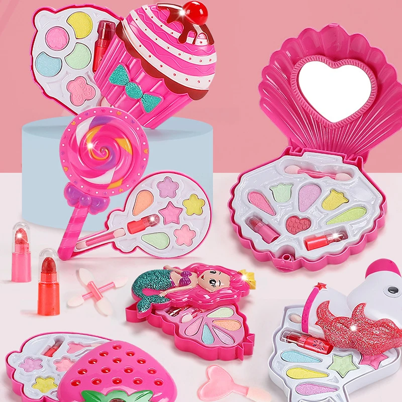 Juguetes de maquillaje de princesa de simulación para niña, casa de juegos, cosméticos para niños, lápiz labial, sombra de ojos, juego de Cosplay de fiesta para niños