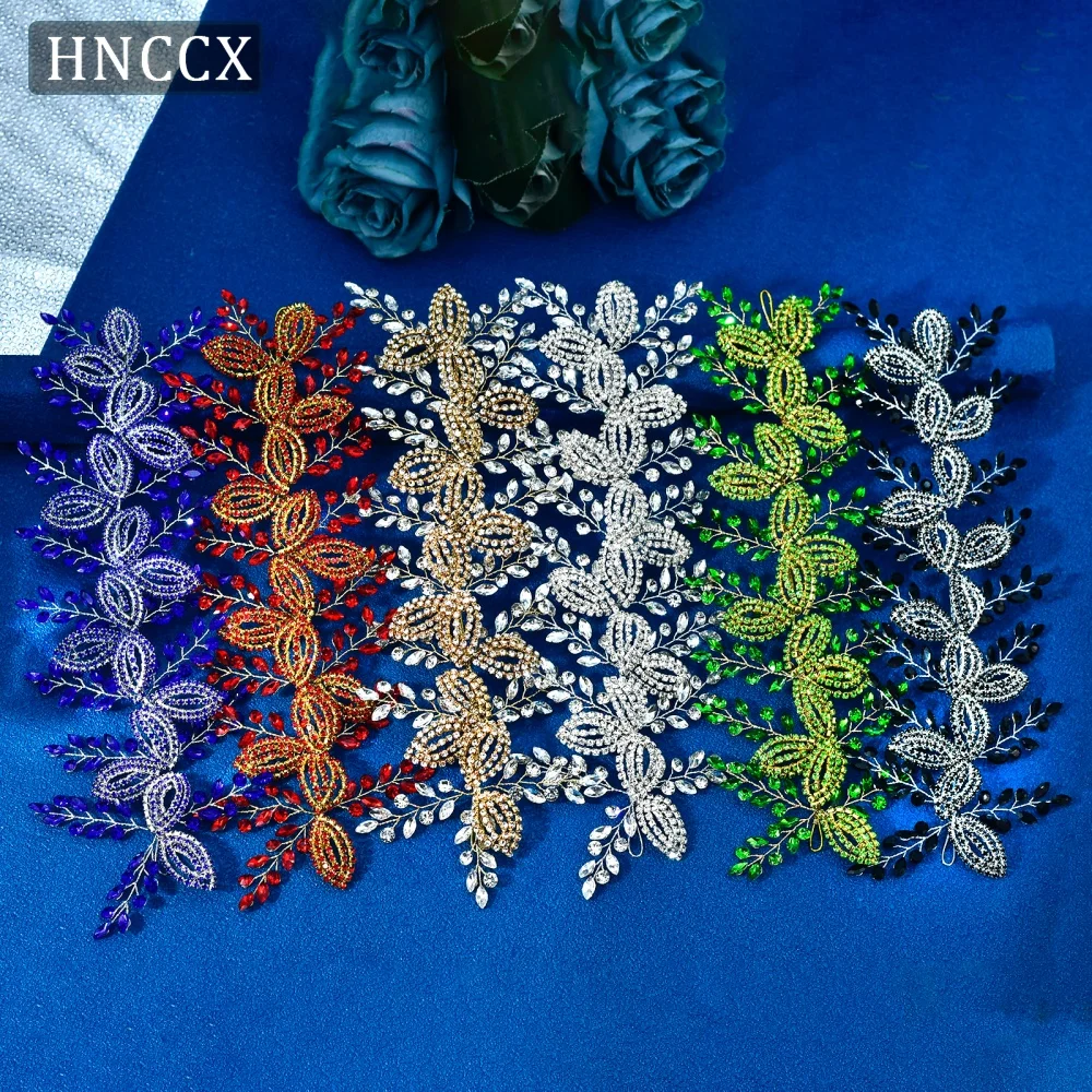

HNCCX Bridal Rhinestones Headband Multi Colored Wedding Hairwear Banquet Party Hair Band Handmade Metal Chain Headpiece CP881
