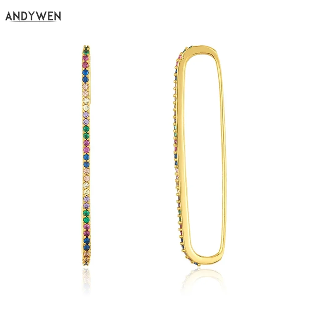 ANDYWEN 925 Sterling Silver Pave EarBar EarCuff No Piercing Clip On Earrings Ear Bars Cuffs Women 2021 Luxury Jewelry