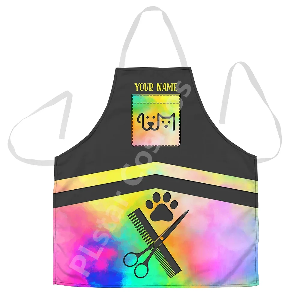 

Dog Groomer Uniform Tie Dye Apron Custom You Name 3D All Over Printed Apron