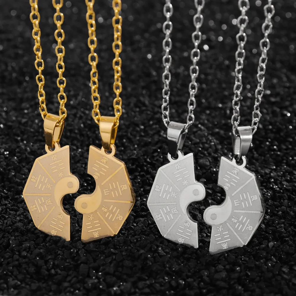 New Fashion Stainless Steel Yin Yang Bagua Array Pendant Necklace Jewelry Accessories