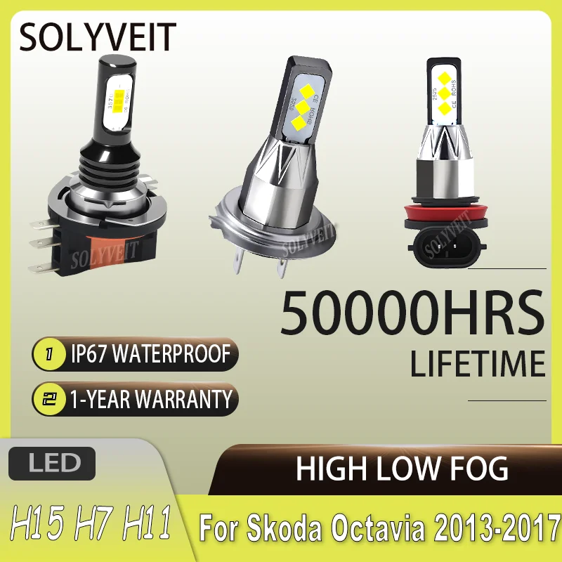 

Waterproof IP67 Reduce Eye Fatigue reliable H15 H7 H11 HIGH LOW FOG LED Headlihts DRL For Skoda Octavia 2013 2014 2015 2016 2017