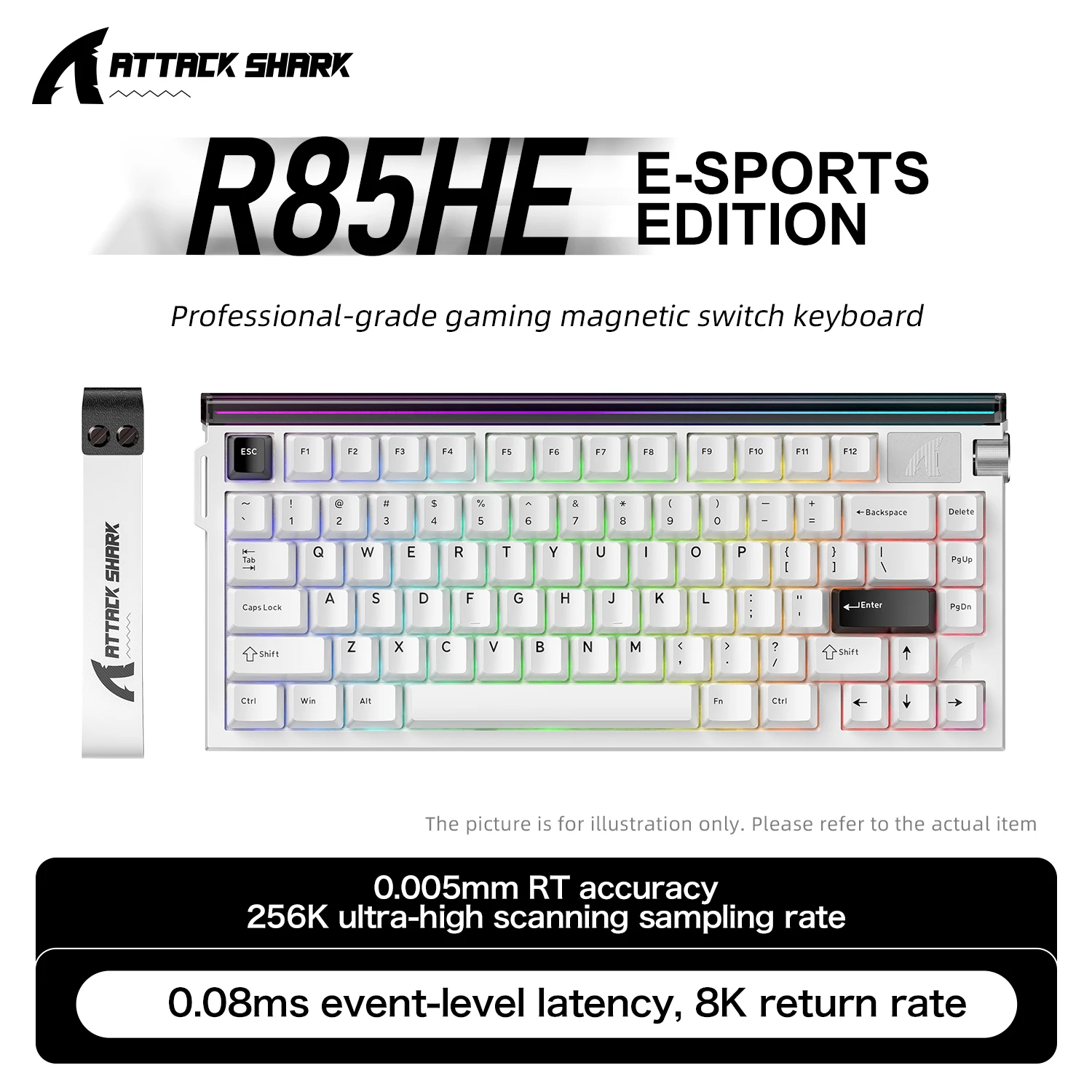 ATTACK SHARK R85HE R85 Magnetisch Gaming Toetsenbord 0.005mm RT Precisie 8KHz Polling Rate RGB Neon Lightbox voor Esports Gaming