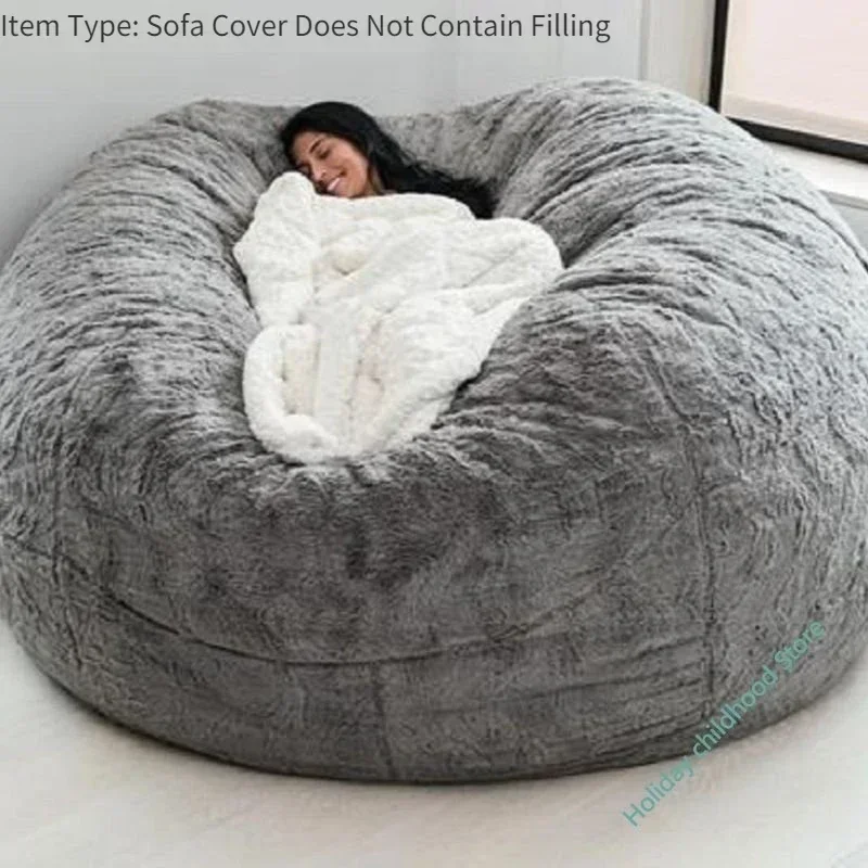 Funda de cama con bolsa de frijol lavable extraíble gigante de piel de 7 pies, 183x90cm, muebles cómodos para sala de estar, abrigo de sofá perezoso