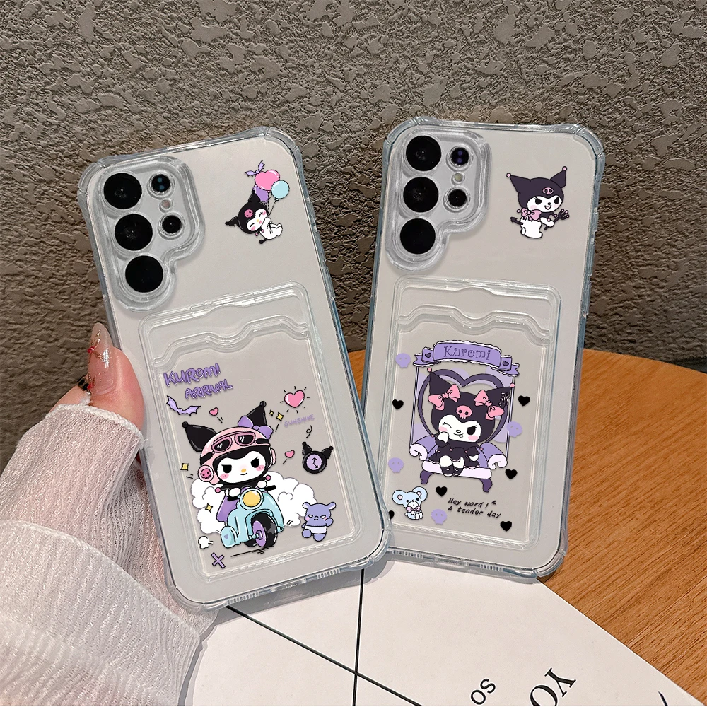 Cute Anime Kuromi Baku Card Hold Phone Case For Xiaomi 13 12 12T 11 Lite Poco M5 M4 X5 X4 X3 Pro NFC 4G 5G Anti-fall Clear Cover