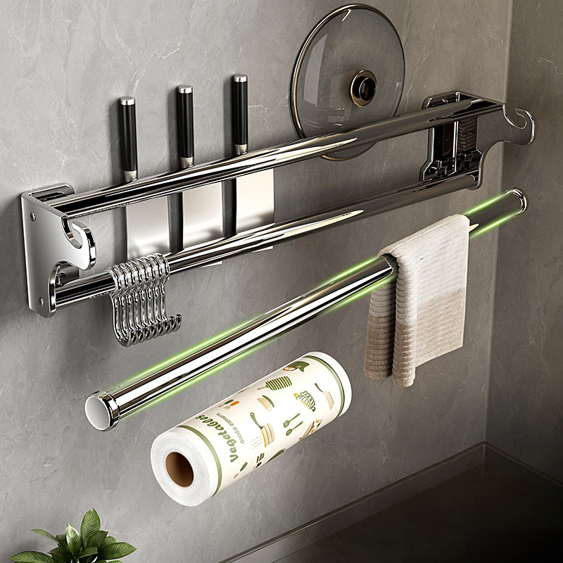 Kitchen stainless steel knife holder, storage rack, vegetable knife holder, multifunctional kitchenware storage rack, spatula,