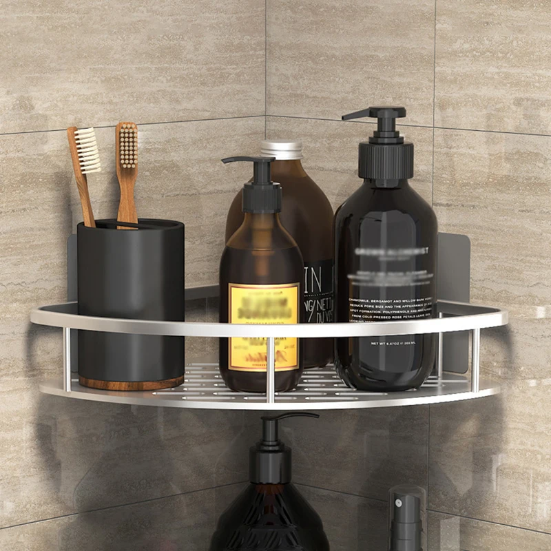 Badkamer Opslagrek Geen Boor Planken Muur Mount Hoek Douchehouder Voor WC Shampoo Organizer Badkamer Accessoires