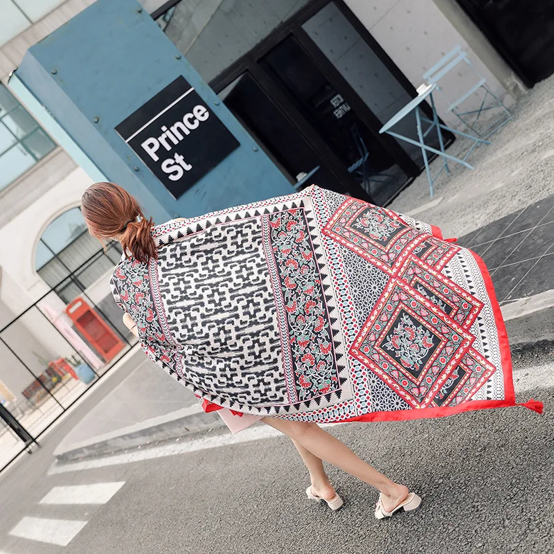 Spring Summer Women Luxury Scarf Lady Cotton Linen Shawl Shade Photographic Ethnic Style Female Print Scarves Bufanda Mujer