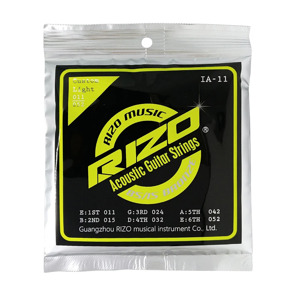 RIZO Professional Acoustic Guitar Strings A Set 1st-6th Guitarra Strings 85/15 Bronze Korea-Made Hexangular Steel Core