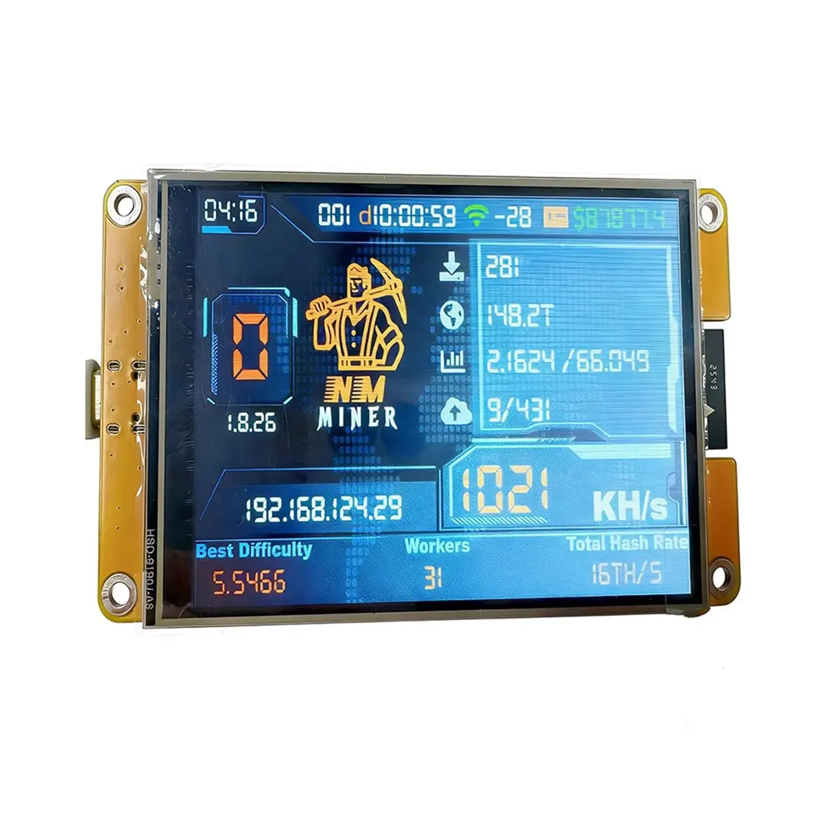 [VALUE PACK] + Hashrate Miner 4inch Smart Display Crypto Solo Lottery 1060KH/S Bitcoin -032 Board