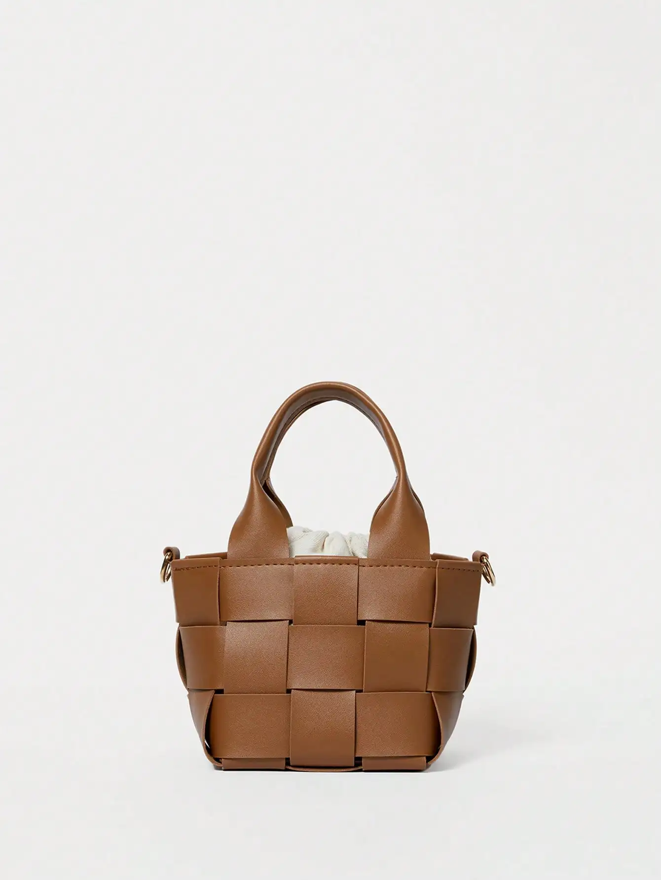 Modische, minimalistische, karierte Bucket Bag, leicht, mit verstellbarem Riemen, Damen-Handtasche mit Tragegriff für Urlaub, Reisen und den Alltag – Detail 4