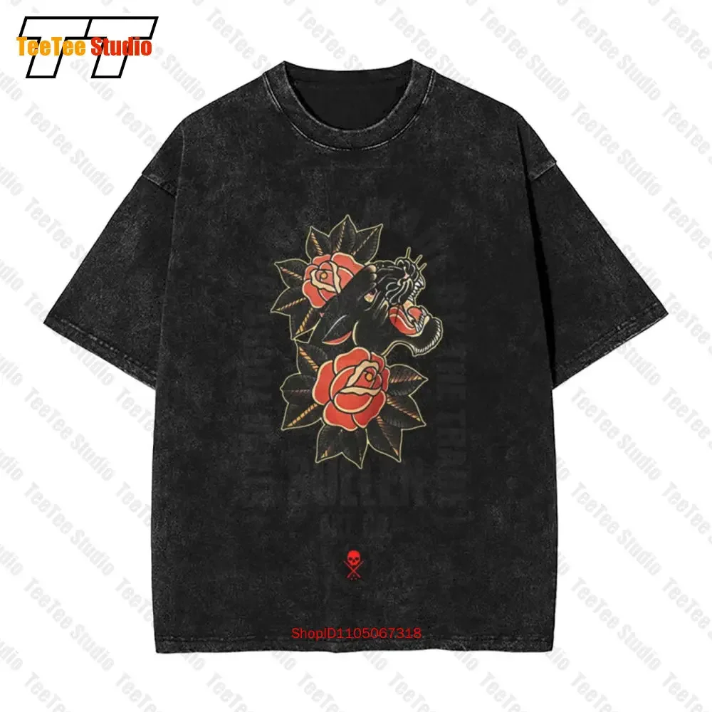 Sullen Chambers Panther Roses Tattoos Vintage Oversized T-Shirt L41C