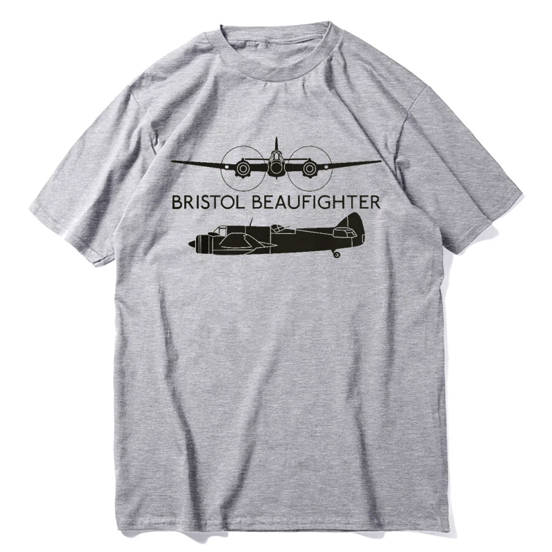 Силуэт аэроклассического Бристоля бойцов. Мужская Летняя хлопковая футболка с коротким рукавом и круглым вырезом