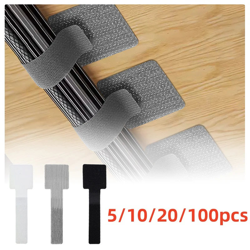 Reusable Cable Tie Fastening Mouse Wire Organizer Cord Rope Holder Desk Management Self Adhesive Adjustable Cord Organizer Strap