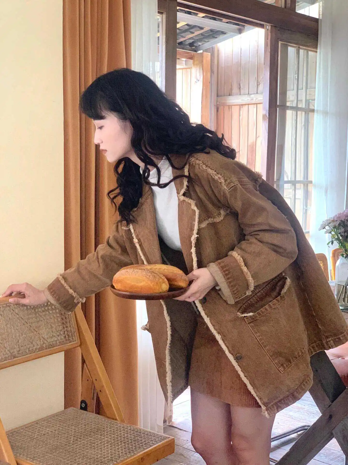 

Джинсовое пальто, облегающие женские зимние кашемировые подкладки Invierno, более толстые куртки на пуговицах с хлопковой подкладкой и металлическими пуговицами