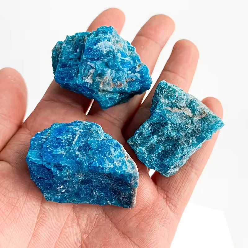 Cristal de apatita azul natural, piedra de cristal azul, decoración del hogar, roca para acuario, roca paisajística, la mejor opción para regalos navideños