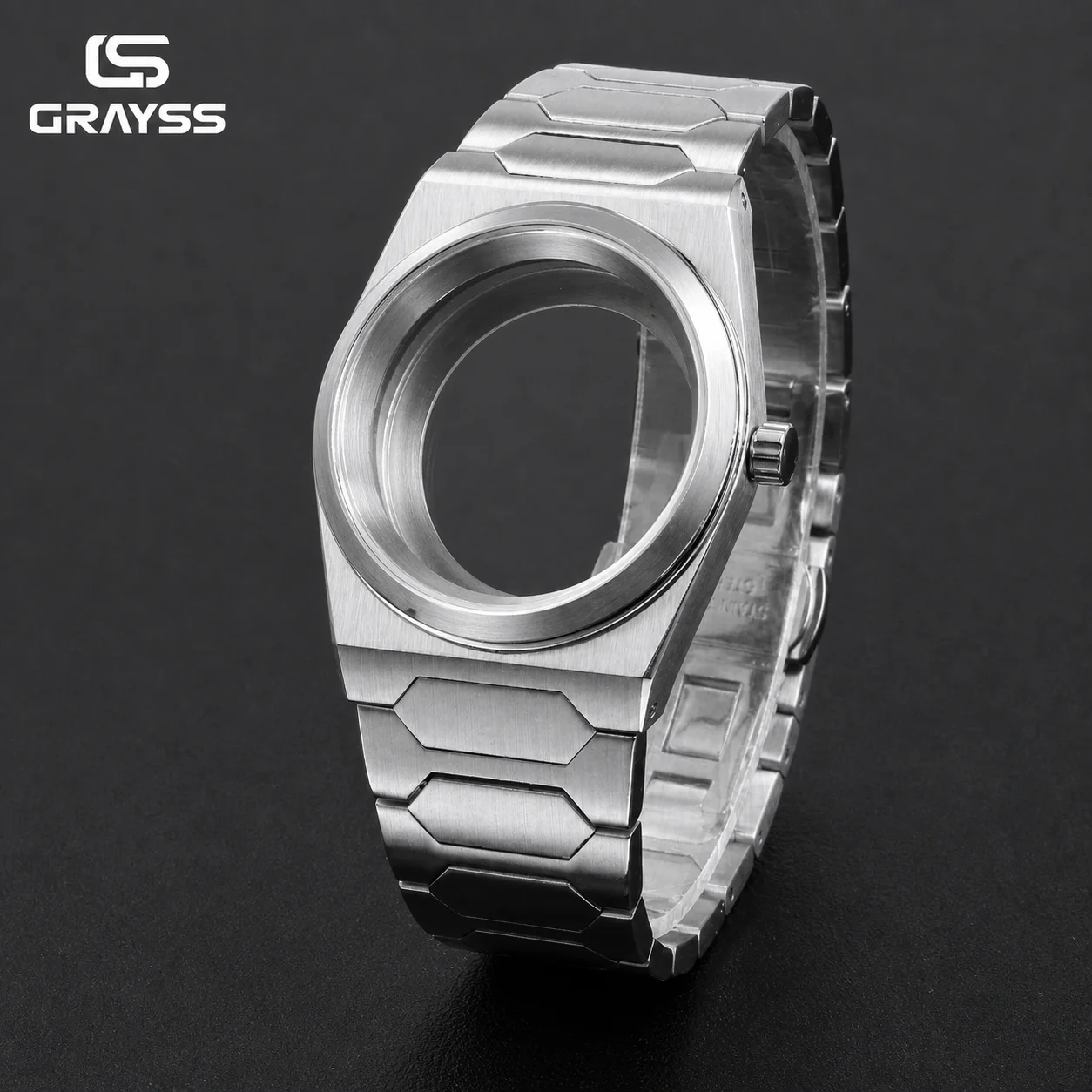 Grayss Neues integriertes gebürstetes Edelstahl-Uhrengehäuse mit Armband, 37 mm, für SKX NH35 NH36, Saphir, 20 atm, wasserdicht, Mod-Teile