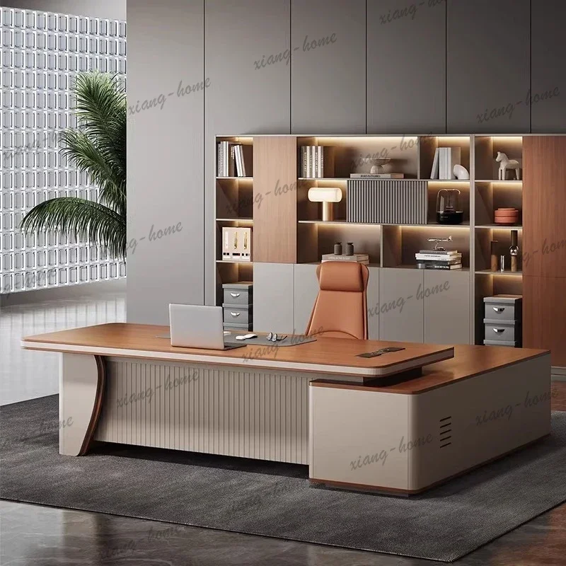FG Large Computer Office Desk Design Luxury Minimalist Aesthetic Office Desk Modern Reception Meuble Bureau Commercial Furniture