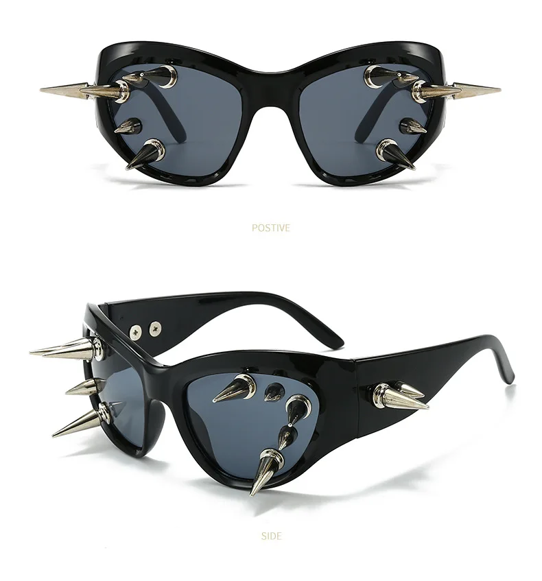Cyberpunk DIY Unisex Übertriebene Sonnenbrille Niete Motorrad Stil Hip Hop Streetwear Brille Handgemachte Optische Brillen – Detail 14