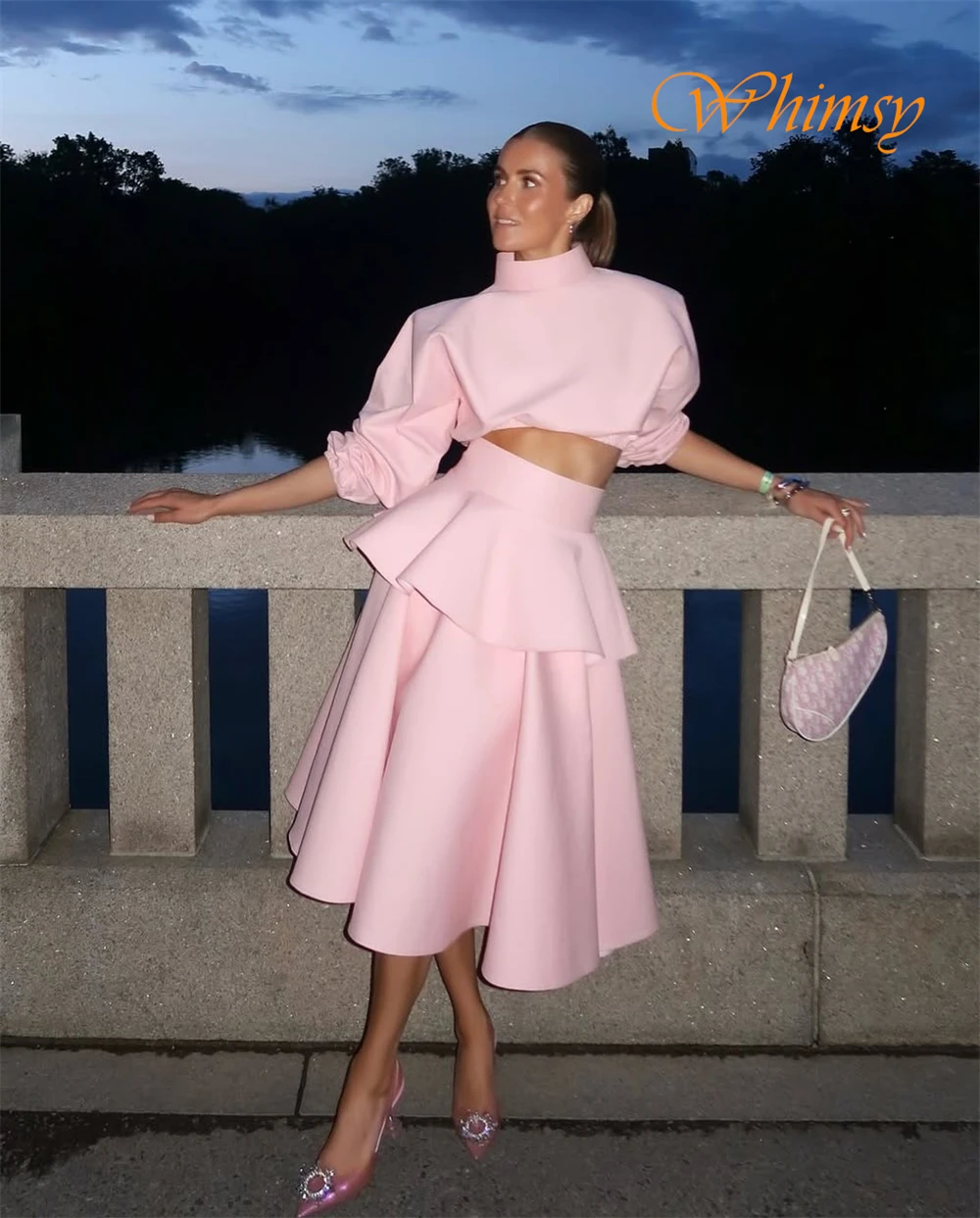 Customized Fashion Crew Neck Cap Sleeve Long Sleeves Evening Dress Temperament Satin Prom Dresses Delicate Bridal Party Gowns