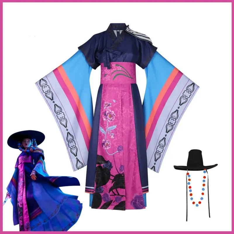 Películas de Anime KPop cazadores de demonios Rumi Mentor Celine ropa Cosplay disfraz Ancestor sombrero grande bata uniforme hombre mujer traje de Halloween