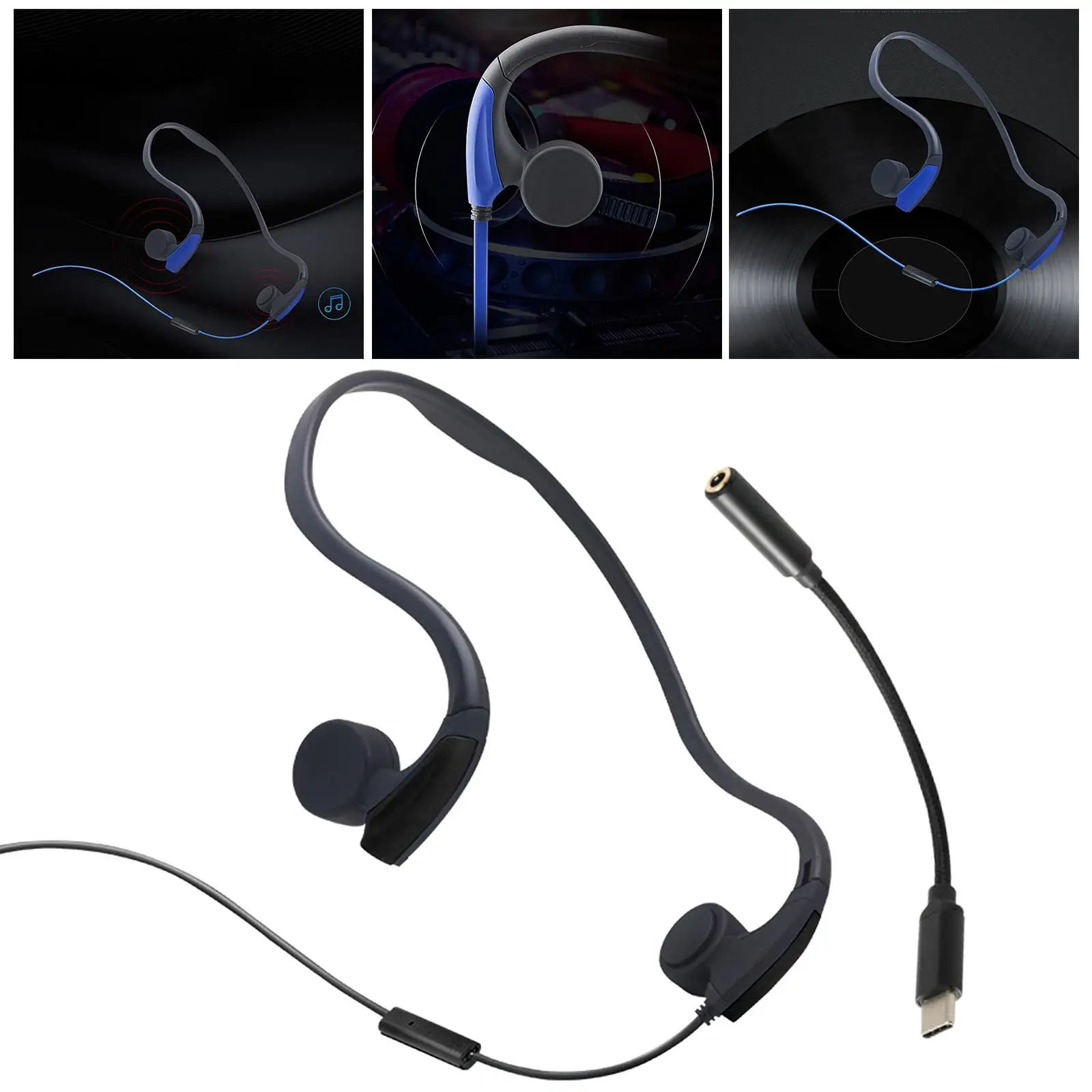 W/ Cable Conduction Headset Voice Control Neckband Conduction Headphones for Sport Driving PC Video