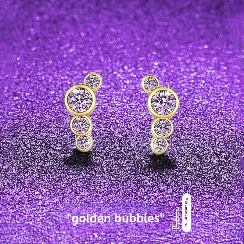 

S925 Silver White Gold Plated 0.32CT D Color Moissanite Gold-Tone Round Stud Earrings for Women, Exquisite Jewelry.