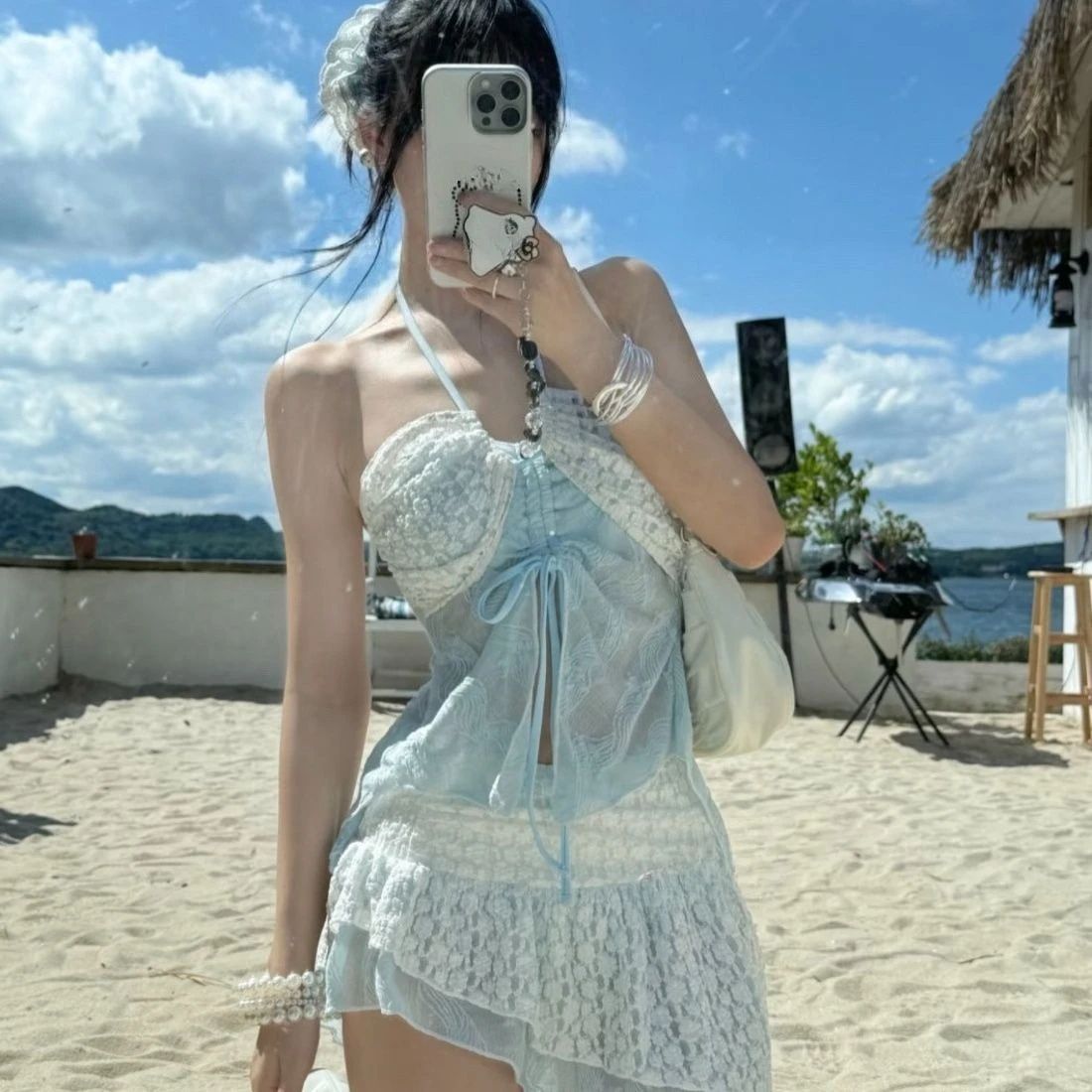 

Женский летний пляжный купальник-бикини с высокой талией, из двух частей, однотонный, облегающий, мягкий, модный, новинка 2026 года