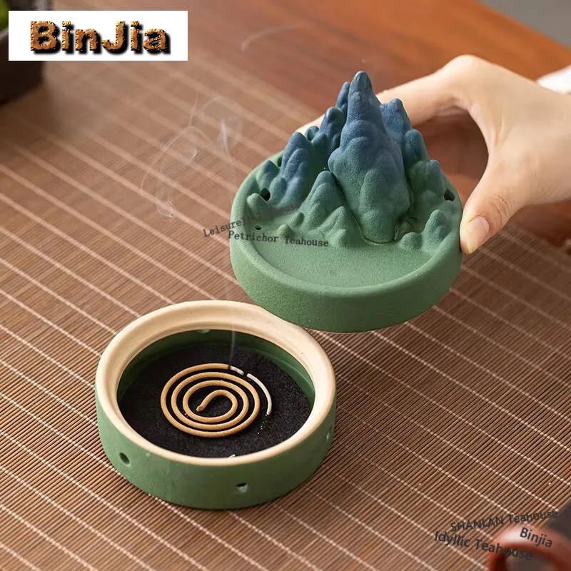 Zen Landscape Plate Incense Holder Vintage Incense Waterfall Household Smell Distributor Furnace Tea Services Accessories Craft